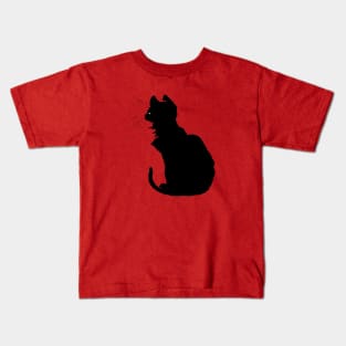 Minimalistic Black Cat Silhouette Vector Art Kids T-Shirt